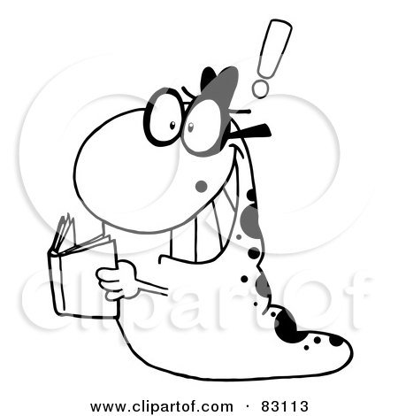 Royalty-Free (RF) Clipart Illustration of an Outlined Smart Reading Worm by Hit Toon