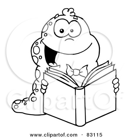 Royalty-Free (RF) Clipart Illustration of an Outlined Reading Worm by Hit Toon
