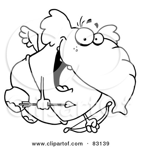 Royalty-Free (RF) Clipart Illustration of an Outlined Cupid Pachyderm by Hit Toon