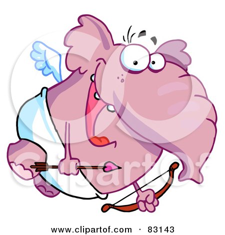 Royalty-Free (RF) Clipart Illustration of a Pink Pachyderm Cupid by Hit Toon