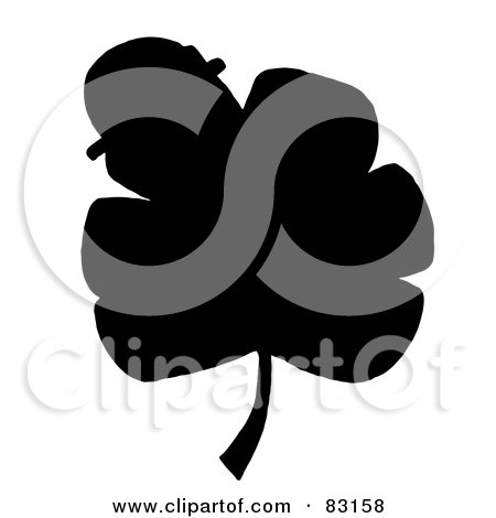 Royalty-Free (RF) Clipart Illustration of a Solid Black Silhouette Of A Clover With A Hat by Hit Toon
