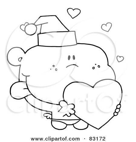 Royalty-Free (RF) Clipart Illustration of an Outlined Christmas Cupid by Hit Toon