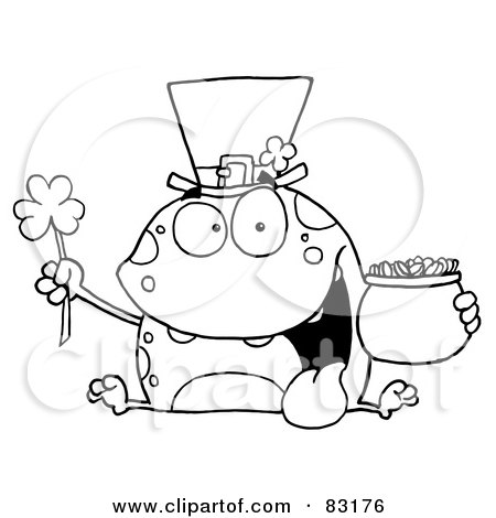 Royalty-Free (RF) Clipart Illustration of an Outlined Leprechaun Toad by Hit Toon