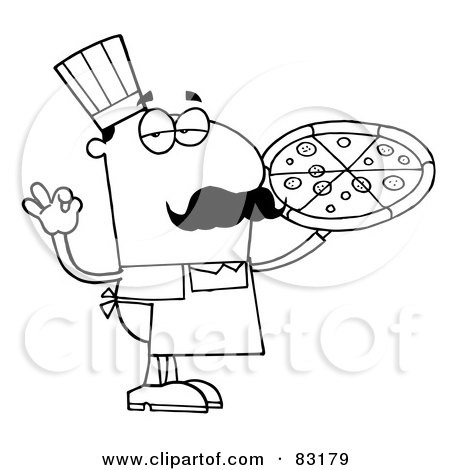 Royalty-Free (RF) Clipart Illustration of an Outlined Pizza Cook by Hit Toon