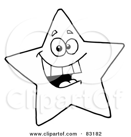 Royalty-Free (RF) Clipart Illustration of an Outlined Happy Star by Hit Toon