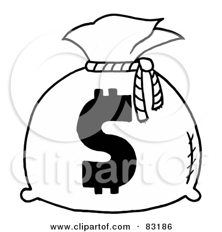 Royalty-Free (RF) Clipart Illustration of an Outlined Money Bag by Hit Toon