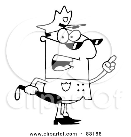 Royalty-Free (RF) Clipart Illustration of an Outlined Police Man by Hit Toon