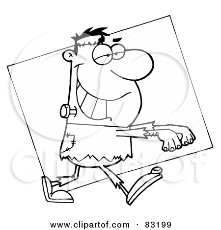 Royalty-Free (RF) Clipart Illustration of an Outlined Frankenstein by Hit Toon