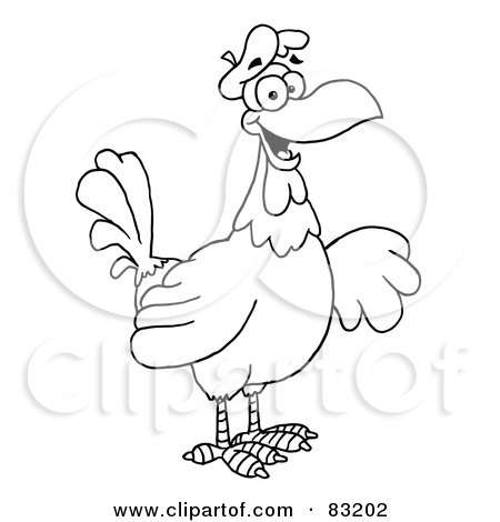 Royalty-Free (RF) Clipart Illustration of an Outlined French Hen by Hit Toon