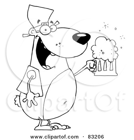 Royalty-Free (RF) Clipart Illustration of an Outlined Oktoberfest Drinking Bear by Hit Toon