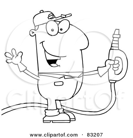 Royalty-Free (RF) Clipart Illustration of an Outlined Gasoline Man by Hit Toon
