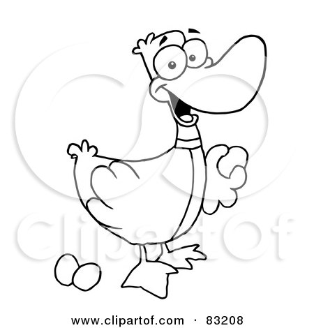 Royalty-Free (RF) Clipart Illustration of an Outlined Goose With Eggs by Hit Toon