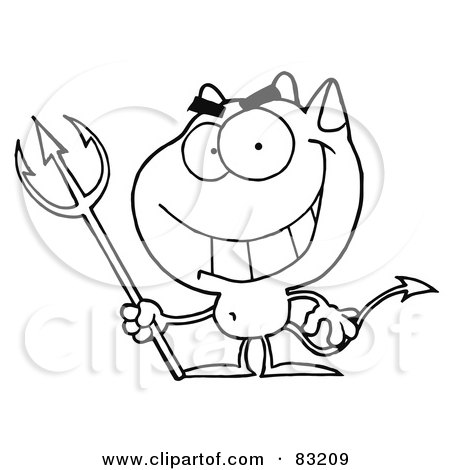 Royalty-Free (RF) Clipart Illustration of an Outlined Devil by Hit Toon