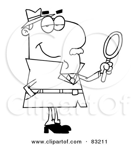 Royalty-Free (RF) Clipart Illustration of an Outlined Male Detective by Hit Toon