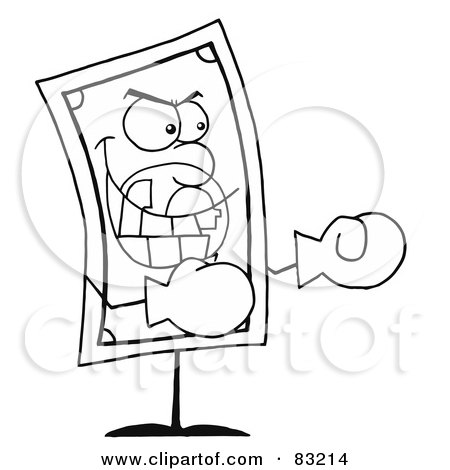 Royalty-Free (RF) Clipart Illustration of an Outlined Boxing Dollar by Hit Toon