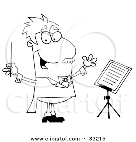 Royalty-Free (RF) Clipart Illustration of an Outlined Music Conductor by Hit Toon