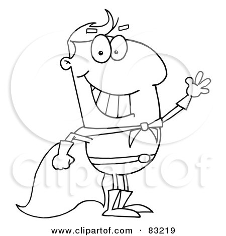 Royalty-Free (RF) Clipart Illustration of an Outlined Super Guy by Hit Toon