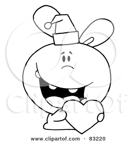 Royalty-Free (RF) Clipart Illustration of an Outlined Christmas Bunny by Hit Toon