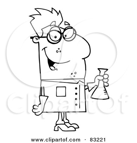 Royalty-Free (RF) Clipart Illustration of an Outlined Scientist by Hit Toon