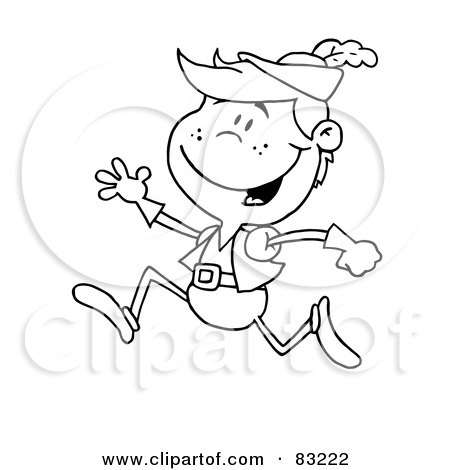 Royalty-Free (RF) Clipart Illustration of an Outlined Leaping Boy by Hit Toon