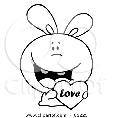 Royalty-Free (RF) Clipart Illustration of an Outlined Bunny With Love by Hit Toon