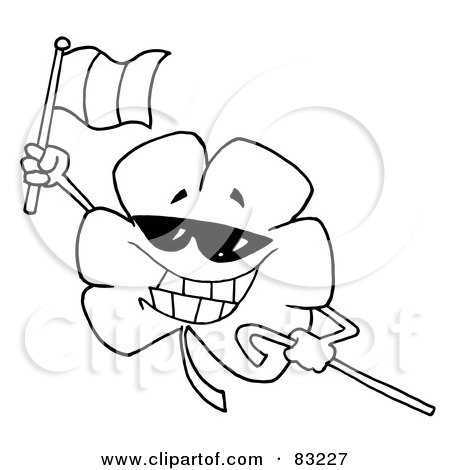 Royalty-Free (RF) Clipart Illustration of an Outlined Patriotic Clover by Hit Toon