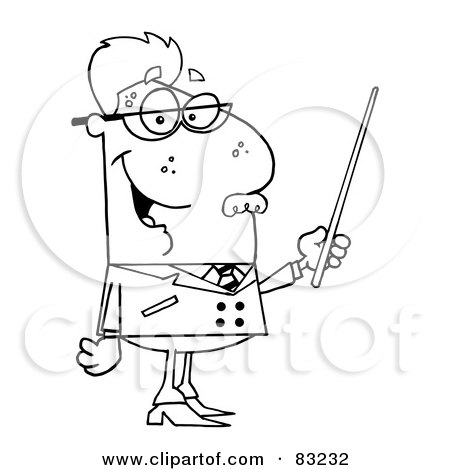 Royalty-Free (RF) Clipart Illustration of an Outlined Professor by Hit Toon