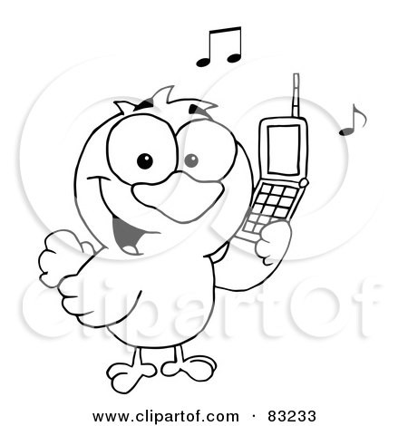 Royalty-Free (RF) Clipart Illustration of an Outlined Chatty Bird by Hit Toon