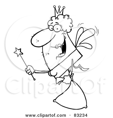 Royalty-Free (RF) Clipart Illustration of an Outlined Fairy Godmother by Hit Toon