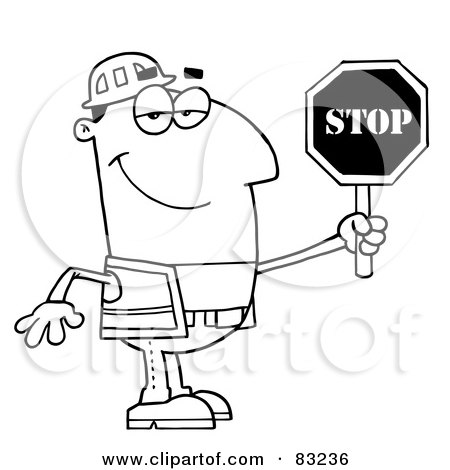 Royalty-Free (RF) Clipart Illustration of an Outlined Traffic Man by Hit Toon