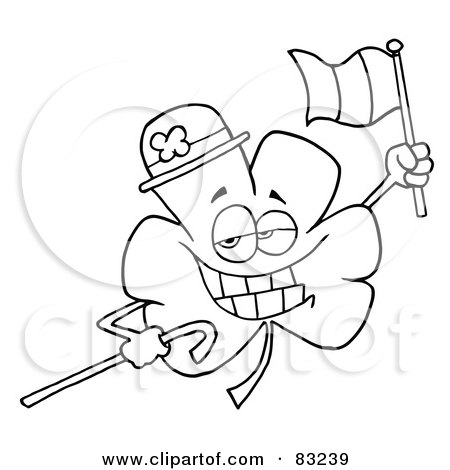 Royalty-Free (RF) Clipart Illustration of an Outlined Irish Clover by Hit Toon