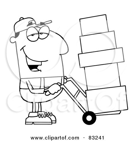 Royalty-Free (RF) Clipart Illustration of an Outlined Delivery Guy by Hit Toon