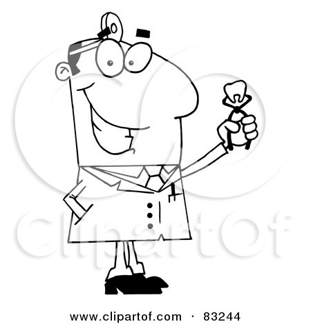 Royalty-Free (RF) Clipart Illustration of an Outlined Dentist by Hit Toon
