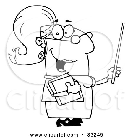 Royalty-Free (RF) Clipart Illustration of an Outlined Lady Teacher by Hit Toon
