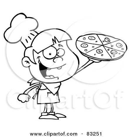 Royalty-Free (RF) Clipart Illustration of an Outlined Pizza Boy by Hit Toon