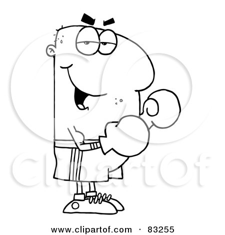 Royalty-Free (RF) Clipart Illustration of an Outlined Boxer by Hit Toon