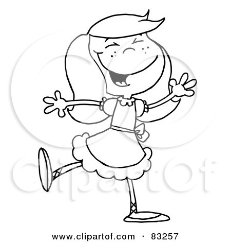 Royalty-Free (RF) Clipart Illustration of an Outlined Dancing Girl by Hit Toon
