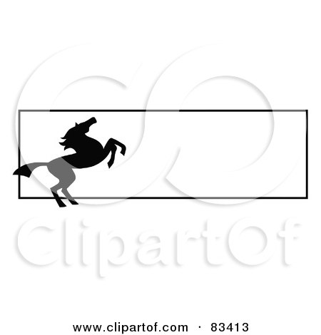 Royalty-Free (RF) Clipart Illustration of a Rearing Silhouetted Horse Website Banner With A Blank Text Box by C Charley-Franzwa