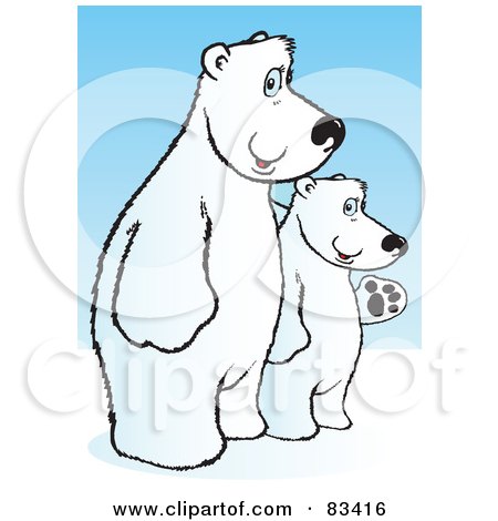 Royalty-Free (RF) Clipart Illustration of Two White Polar Bears Standing On Their Hind Legs by Snowy