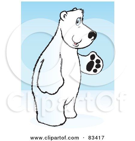 Royalty-Free (RF) Clipart Illustration of a Friendly White Polar Bear Standing On His Hind Legs by Snowy