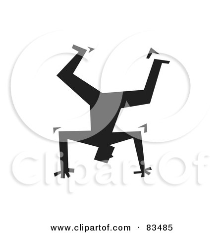 Royalty-Free (RF) Clipart Illustration of a Silhouetted Man Balancing Upside Down On His Hands by Prawny