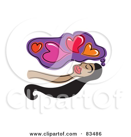 Royalty-Free (RF) Clipart Illustration of a Sleeping Indian Woman Dreaming About Love by Prawny