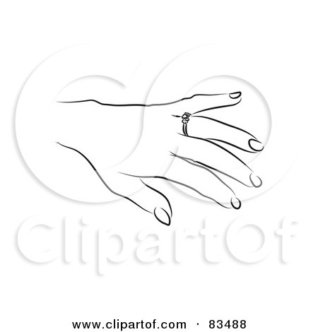 Royalty-Free (RF) Clipart Illustration of a Black And White Woman's Hand Presenting An Engagement Ring - Version 1 by Prawny