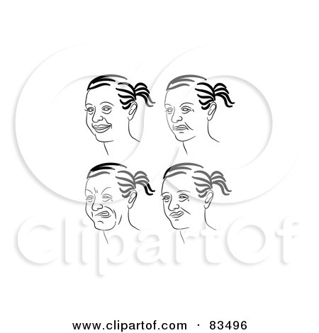 Royalty-Free (RF) Clipart Illustration of a Digital Collage Of Four Black And White Girl Facial Expressions by Prawny