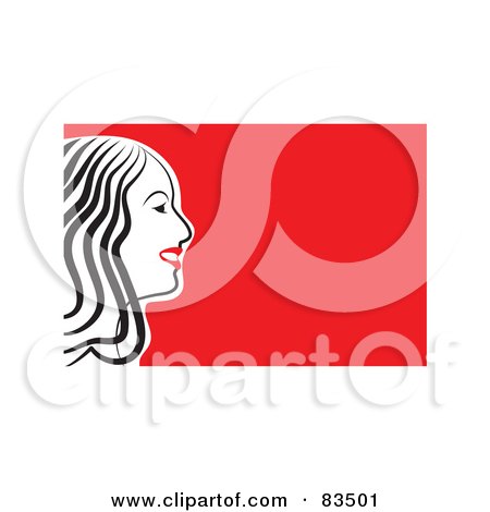 Royalty-Free (RF) Clipart Illustration of a Woman's Profiled Face With Red Lips by Prawny