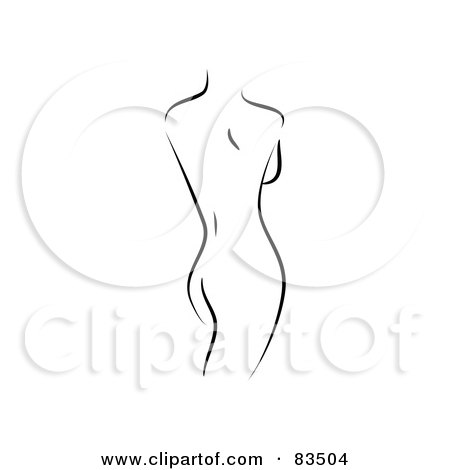 Royalty-Free (RF) Clipart Illustration of a Black And White Nude Woman Standing And Facing Away by Prawny