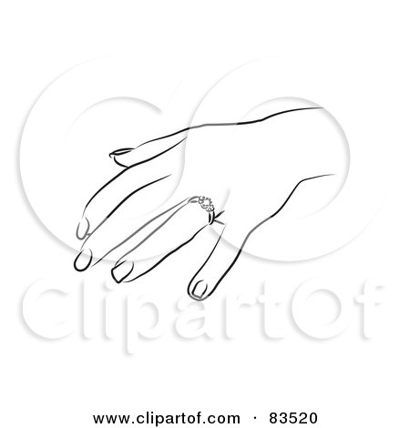 Royalty-Free (RF) Clipart Illustration of a Black And White Woman's Hand Presenting An Engagement Ring - Version 2 by Prawny