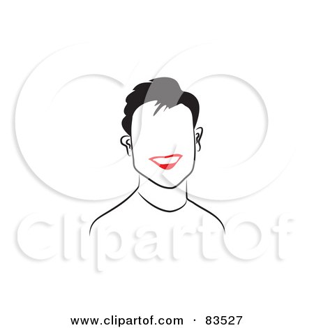 Royalty-Free (RF) Clipart Illustration of a Line Drawn Man With Red Lips - Version 1 by Prawny