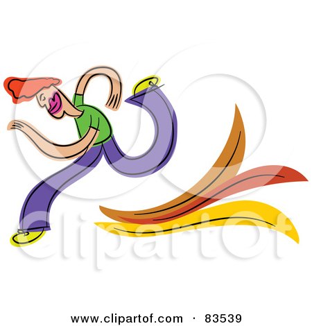 Royalty-Free (RF) Clipart Illustration of a Rushed Running Guy by Prawny