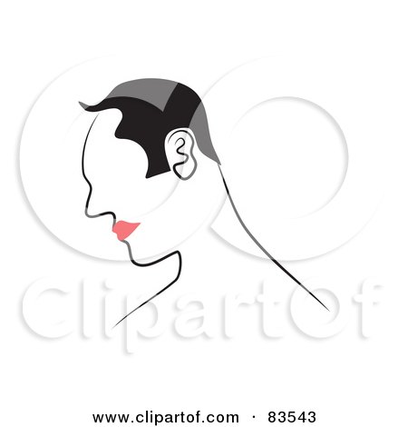 Royalty-Free (RF) Clipart Illustration of a Line Drawn Man With Red Lips - Version 3 by Prawny